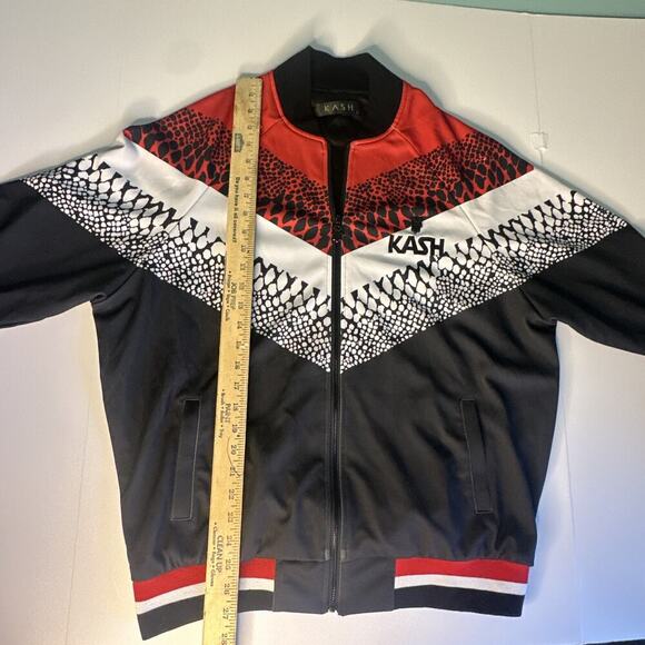Kash Men's Large Zip Up Track, Jacket, red, black, white, Athletic Designer - Picture 7 of 11